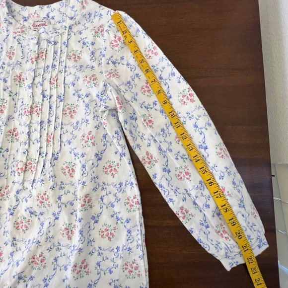 Lanz of Salzburg Nightgown Size XS Cotton White Floral Long Lounge Sleepwear PJs - Picture 13 of 13